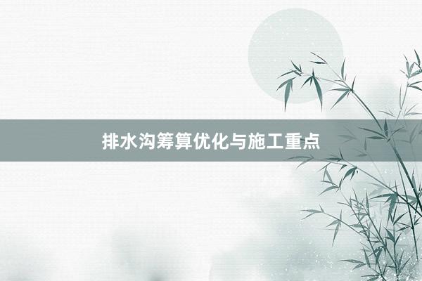 排水沟筹算优化与施工重点